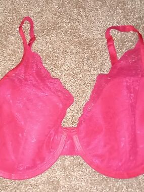 Soma Lightest Lift Lace Plunge Women's Floral Red Bra Sz 38D